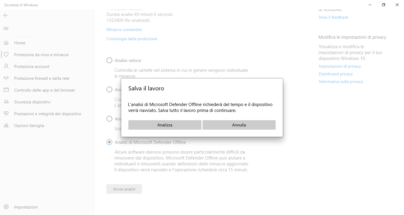 Windows Defender Offline Non Si Avvia Microsoft Community