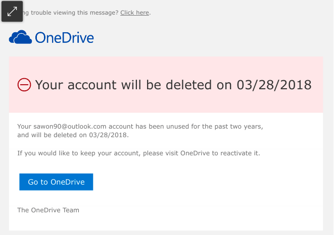 OneDrive: Your account will be deleted on 03/28/2018 - Microsoft Community