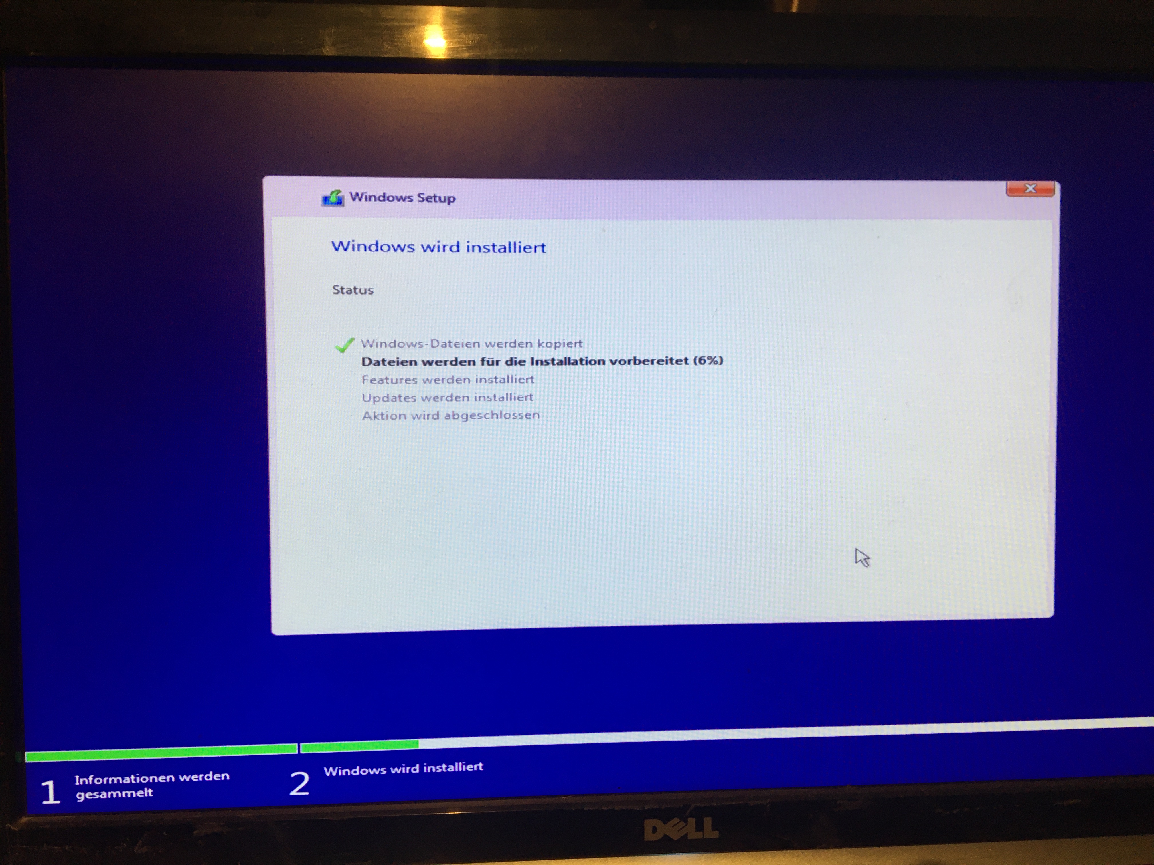 Windows Installation hängt sich auf