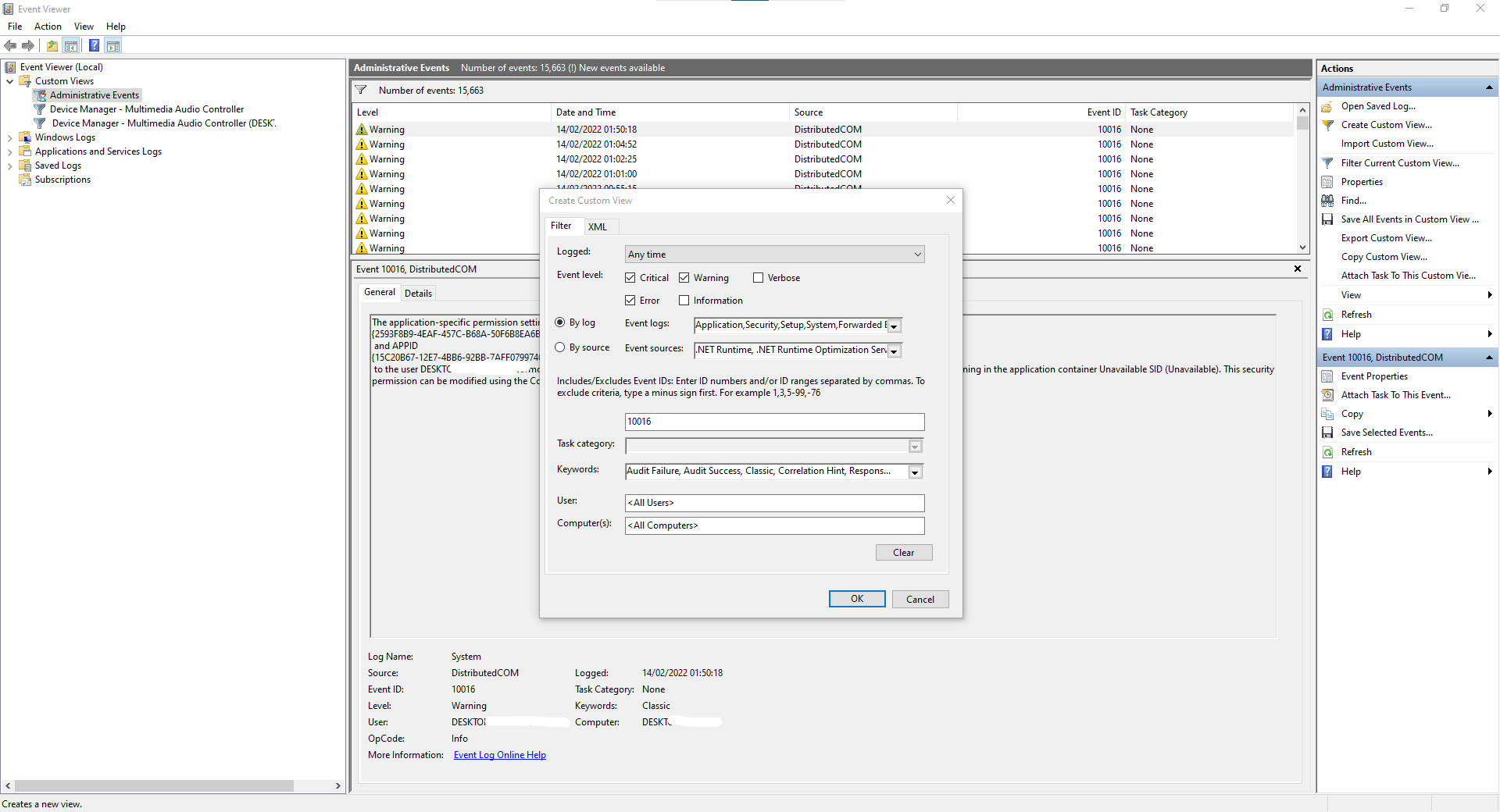 Error Event ID 10016; Microsoft Q&A