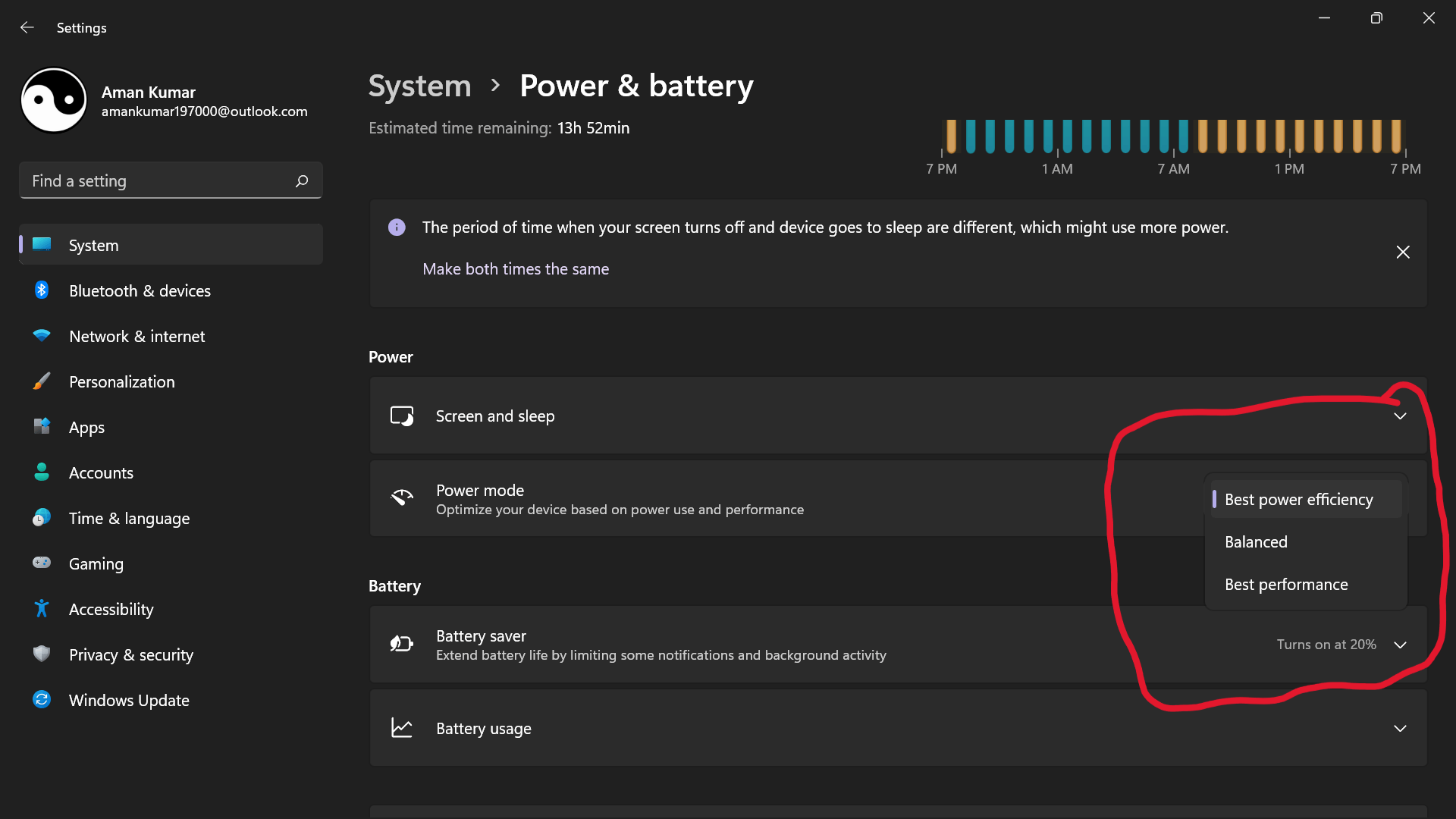 Best power efficiency VS power saving mode. - Microsoft Community