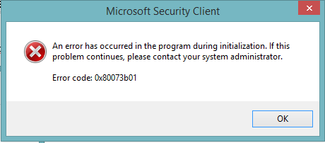 Problems With Microsoft Security Client Error Code: 0x80073b01 ...