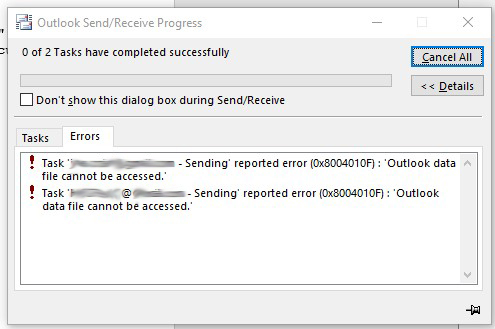 cannot send emails from outlook 365