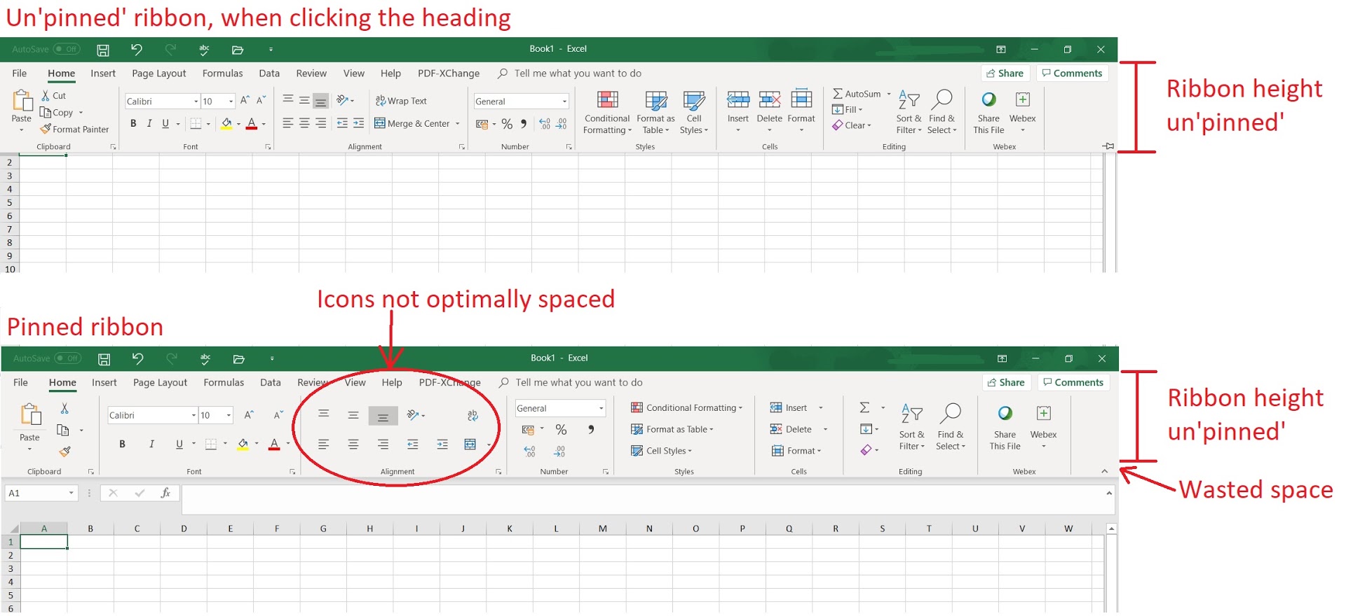 MS Office ribbon height too bulky - Microsoft Community