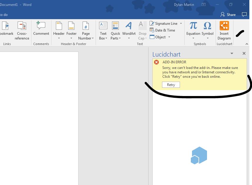 LucidChart Add-In for Microsoft word 2017 wont work - error - please -  Microsoft Community