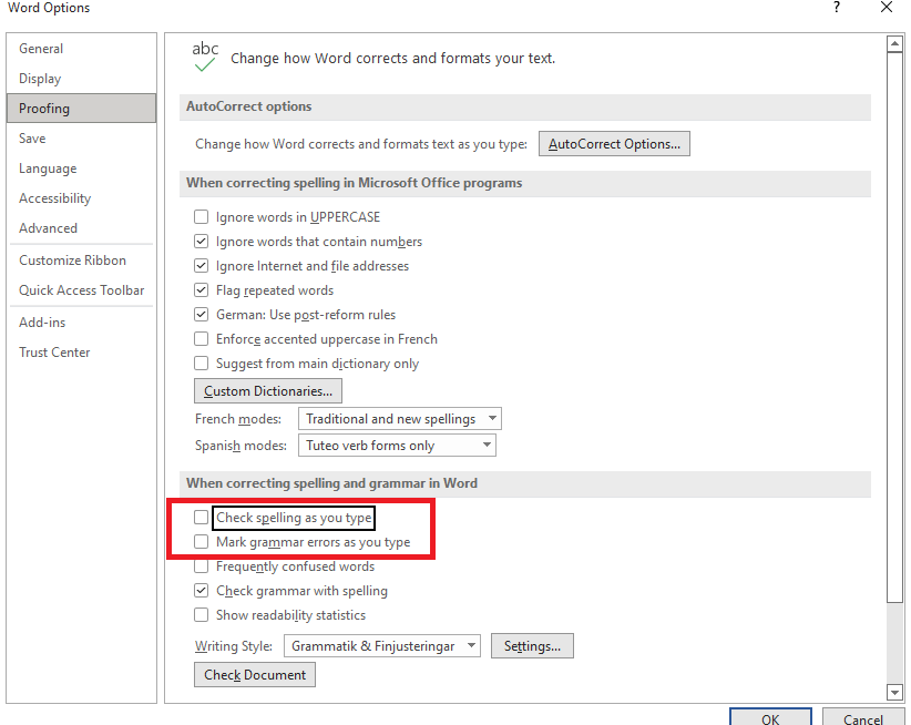 Spell check suggestion is turned off ---> (picture included) - Microsoft  Community