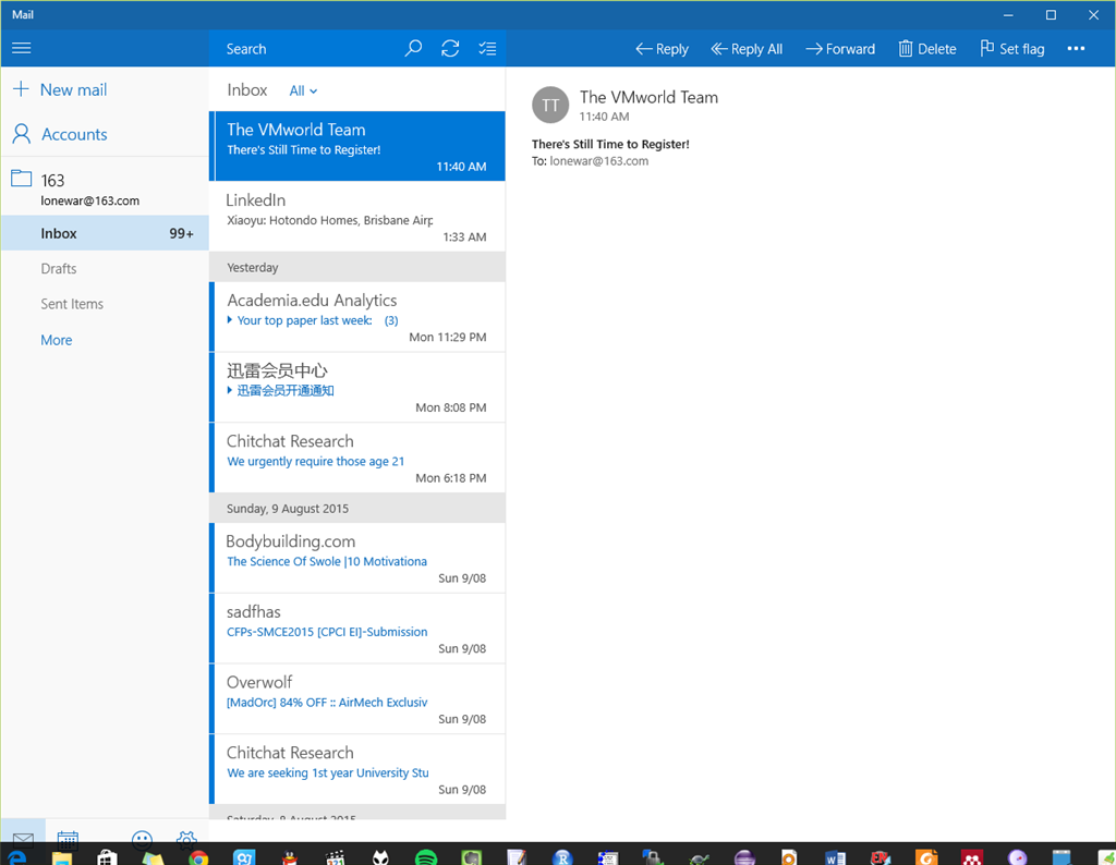 windows 10 mail app show all folders