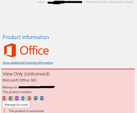 excel activation failed
