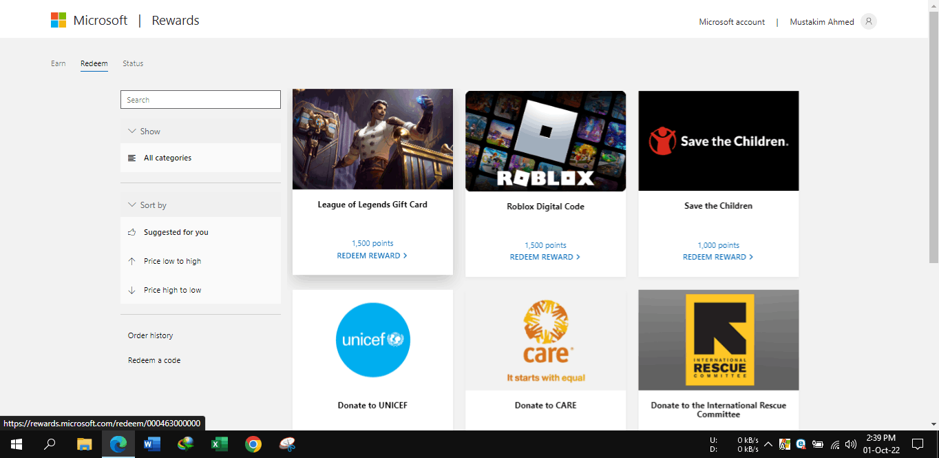 Microsoft rewards hot sale gift cards