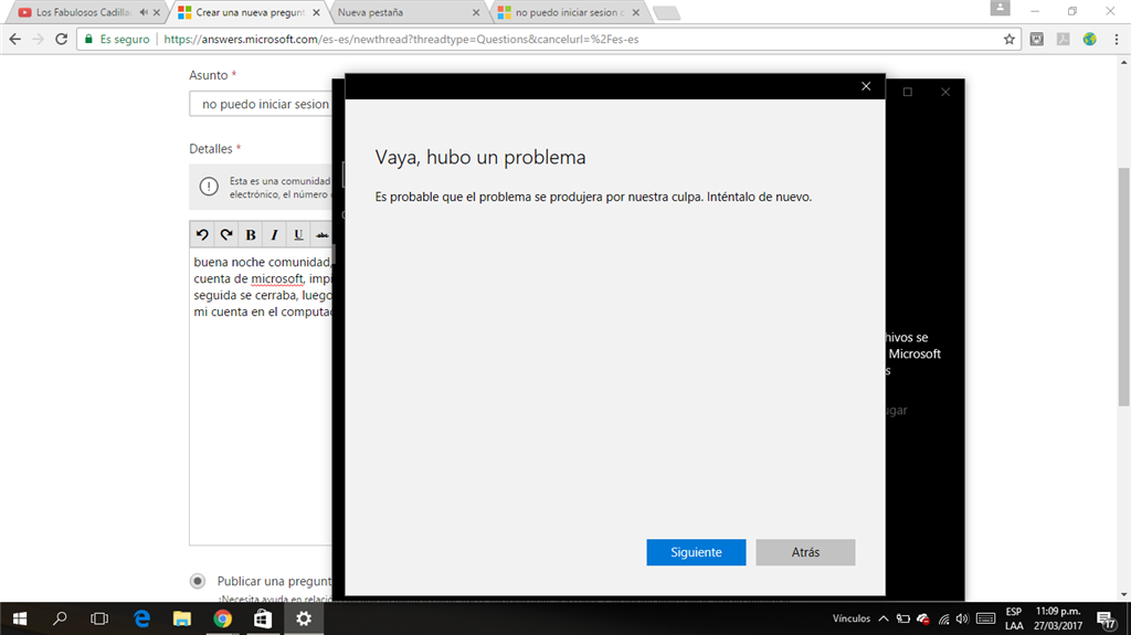 Windows 10 No Puedo Iniciar Sesión Con Cuenta Microsoft Microsoft Community 3514