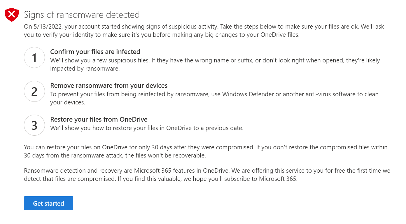 SOLVED: Cannot Restore OneDrive - Microsoft Community