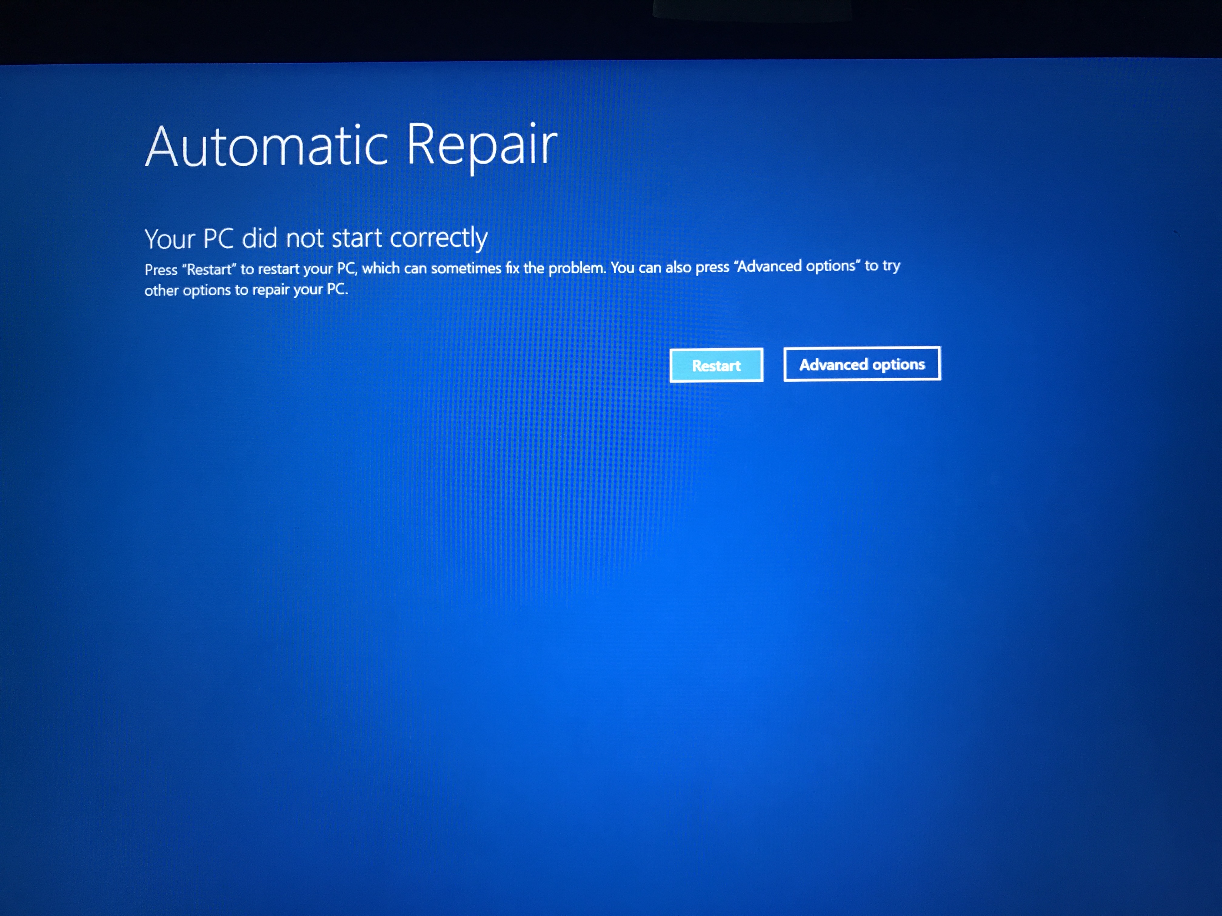 Pc shows automatic repair screen after booting microsoft community