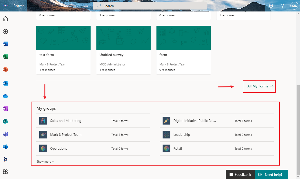 MS Forms - No Group Form Tab - Microsoft Community