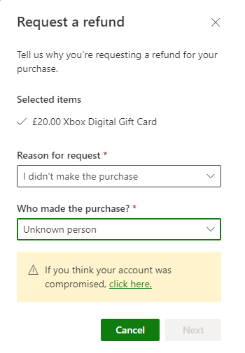 Refund xbox store purchase discount