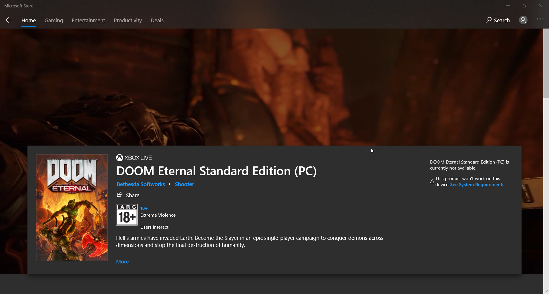 Doom Eternal Is Not Working On PC - Microsoft Community