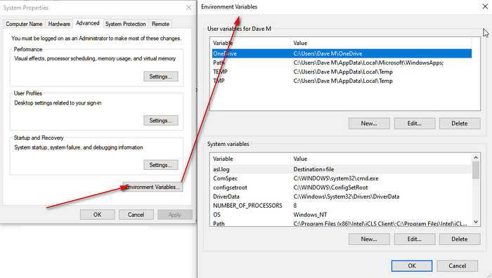 Environment variables windows 10 где находится