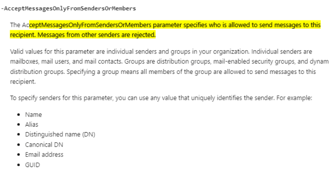 Restrict who can email a group in Microsoft 365 group. - Microsoft ...