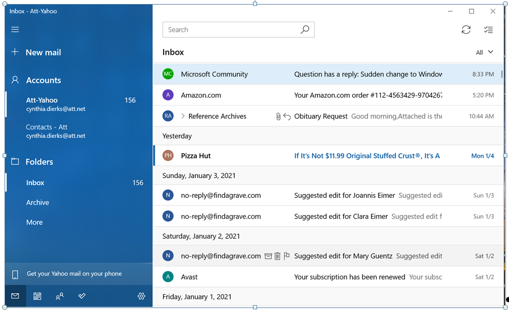 Sudden change to Windows 10 Mail layout - Microsoft Community