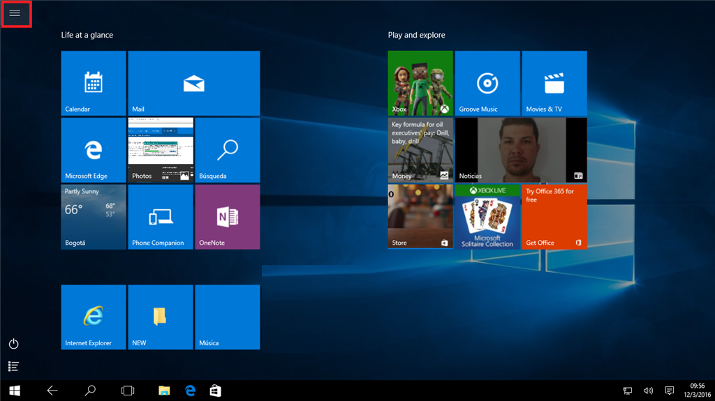 asignar por otra parte, Cosquillas Windows 10 ~ El Menú de inicio no aparece el Escritorio. - Microsoft  Community