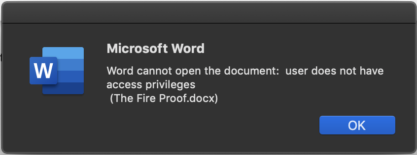 Word Cannot Open Document User Does Not Have Privileges Error Message ...