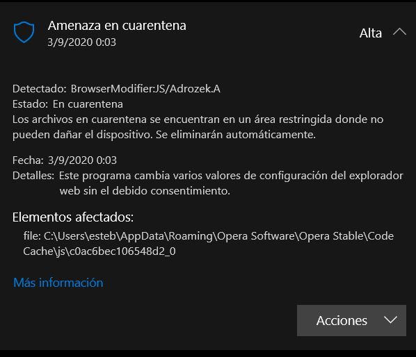 Temporales De Navegador Opera Detectados Como Virus Windows Microsoft Community