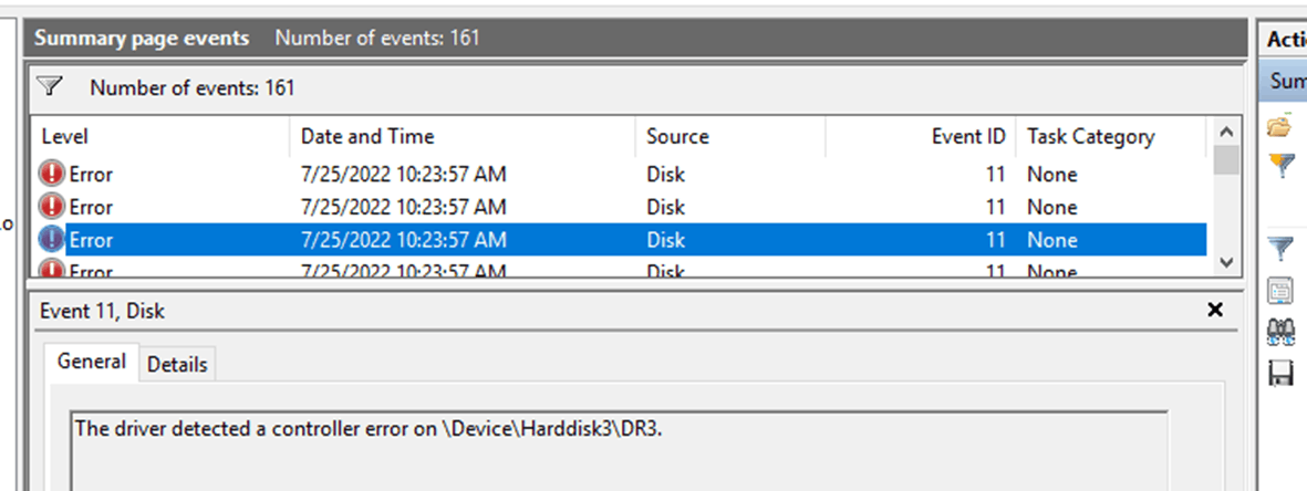 The driver detected a controller error on \Device\Harddisk1\DR1 