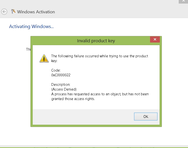 Error 0xc0000022 Access Denied While Trying To Activate Windows