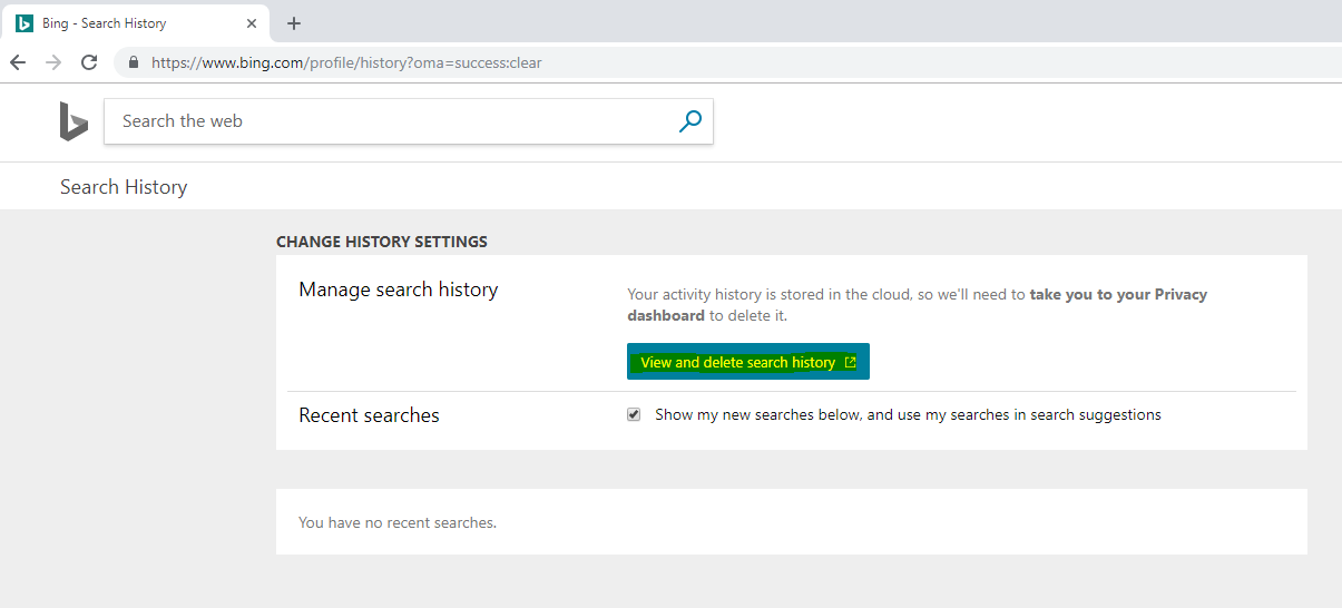 how do i rid my search history - Microsoft Community