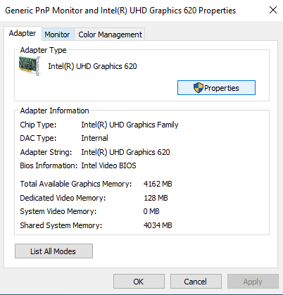 Intel gpu online 620