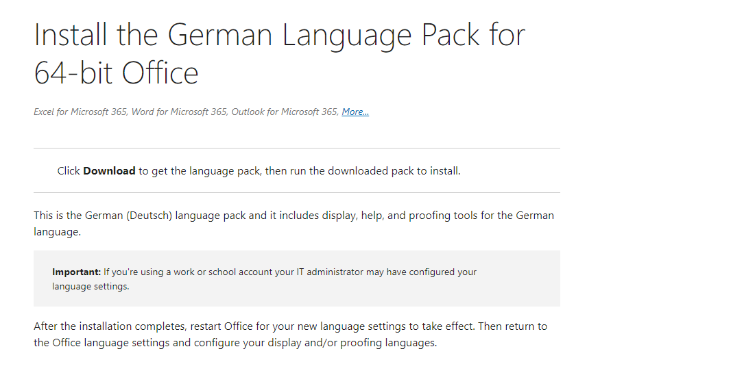 language accessory pack for microsoft 365 - microsoft support