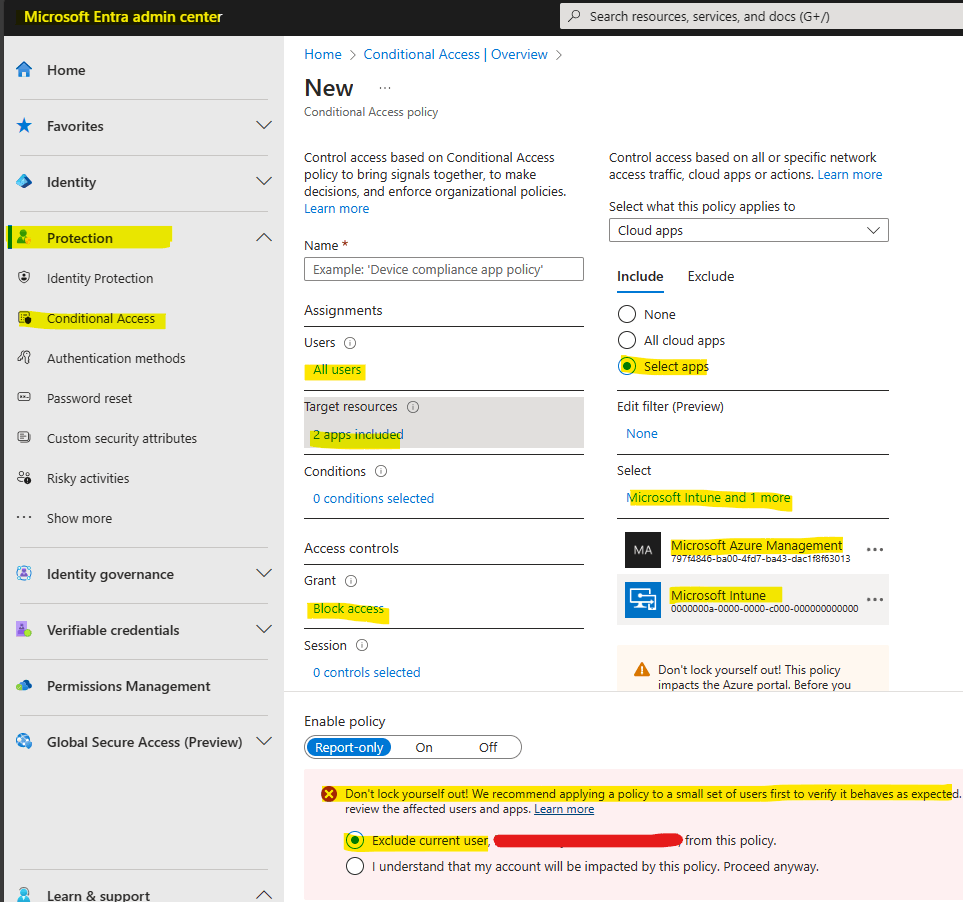 Restrict Access to Azure portal and Intune portal - Microsoft Community