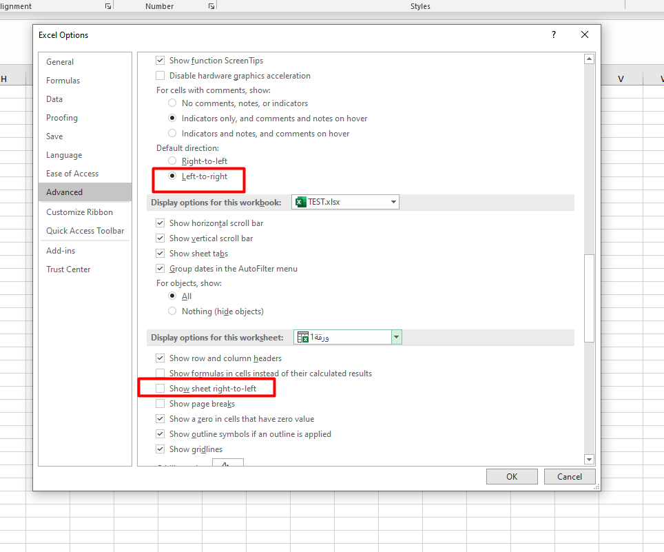 Excel Is Opening Sheet With Arabic Name And Direction Is From Right To Microsoft Community