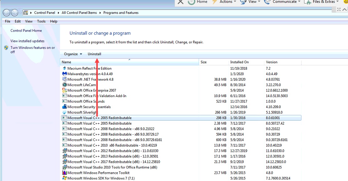Uninstalling Visual C Redistributables How Microsoft Community