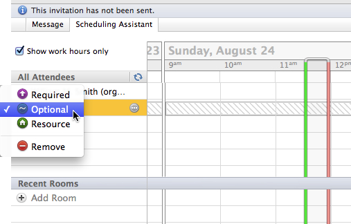 How to make an attendee optional in outlook for mac