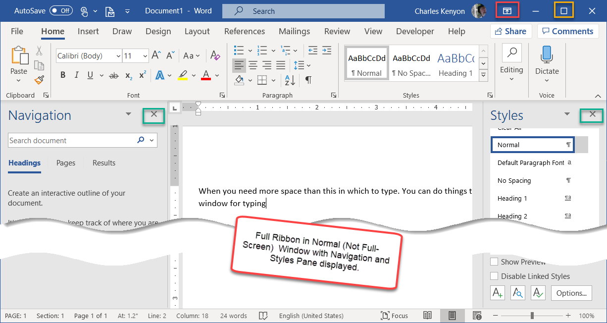 How to reduce ribbon size in Word - Microsoft Word 2016