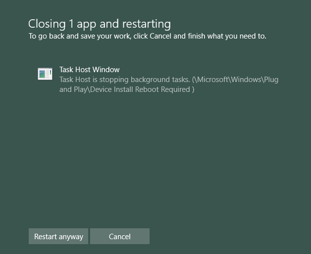 Restart required. Task host Window. Task host Windows 10. Reboot required. Окошко task host Windows.
