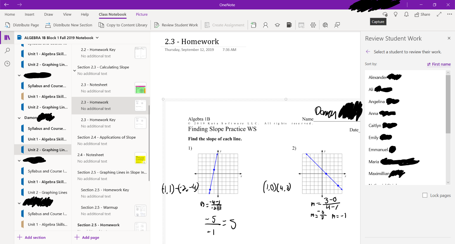 OneNote Review Student Work Not Showing All Students - Microsoft Community