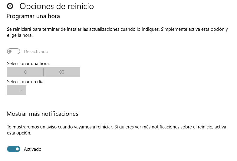 Windows 10 Opciones De Reinicio Programar Una Hora Home Basic Microsoft Community 9444