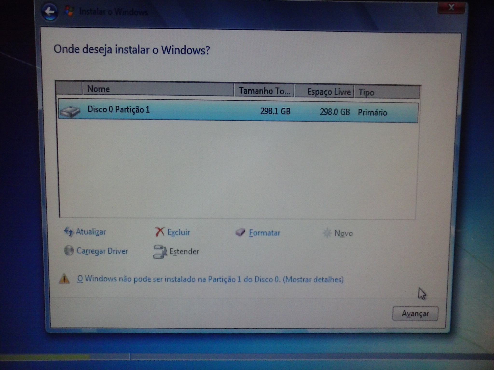O Windows Não Pode Ser Instalado Na Partição 1 Do Disco Microsoft Community 7548