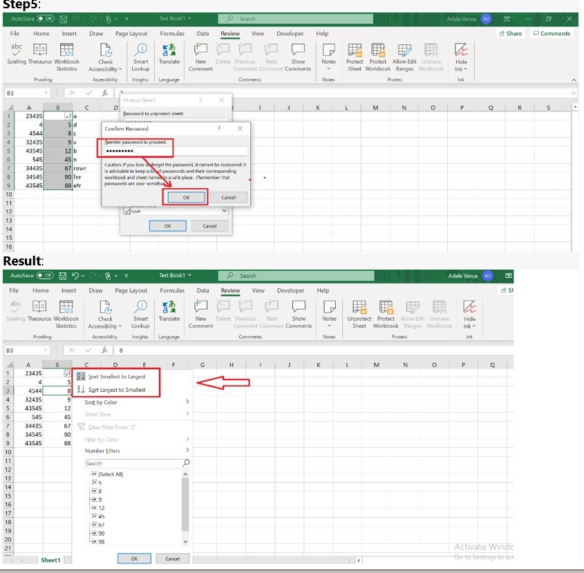 Protected an Excel worksheet with one filtered column allowed for ...