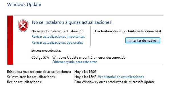 Código 57A al realizar updates. - Microsoft Community