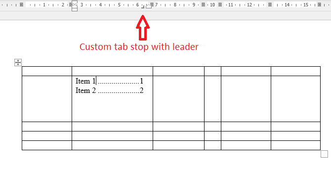 How do you add a tab dot-leader inside an inserted table in MS Word ...