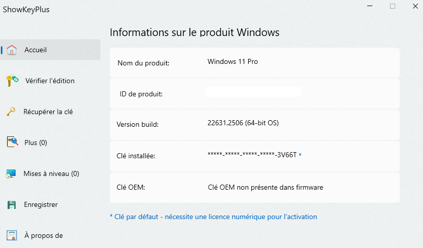 Clés de licence génériques pour l'installation de Windows