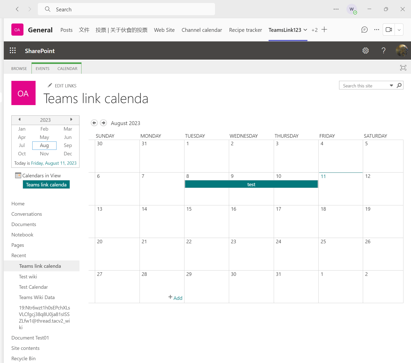 SharePoint Calendar not showing on new Teams - Microsoft Community