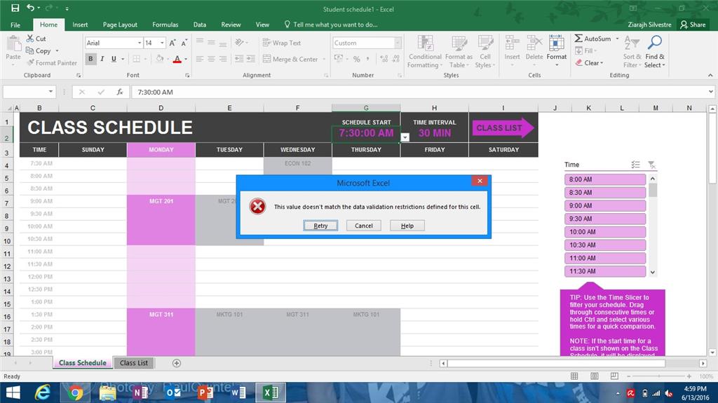 Excel Data Validation Restrictions