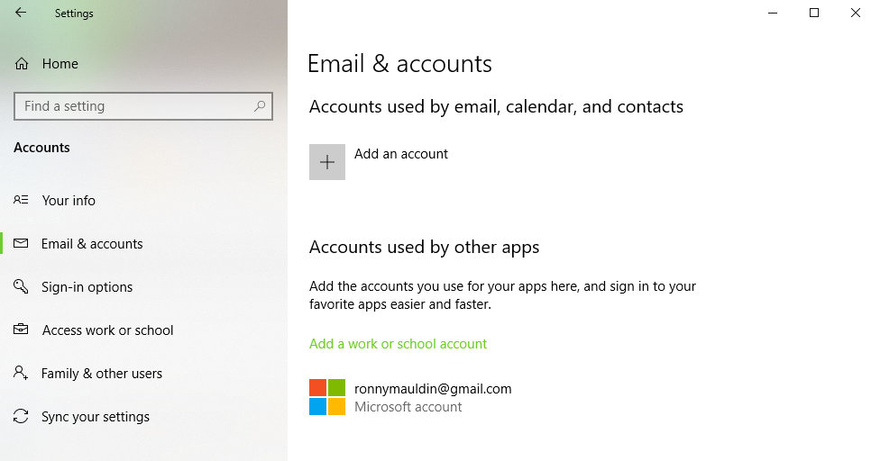 windows 10 change account email