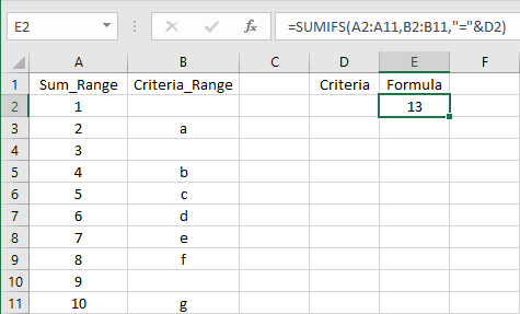 SUMIFS function with blank cells - Microsoft Community