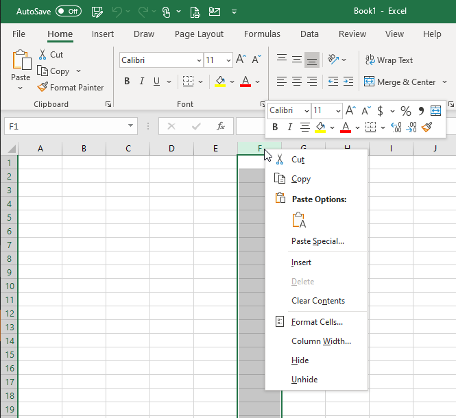 Excel 365 cannot select a row or column for delete Microsoft