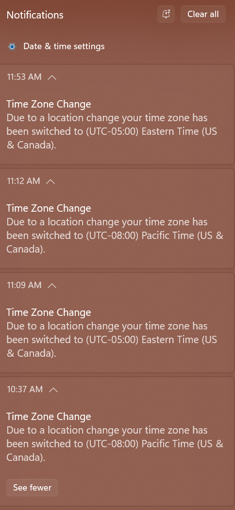 Time zone location change error - Microsoft Community