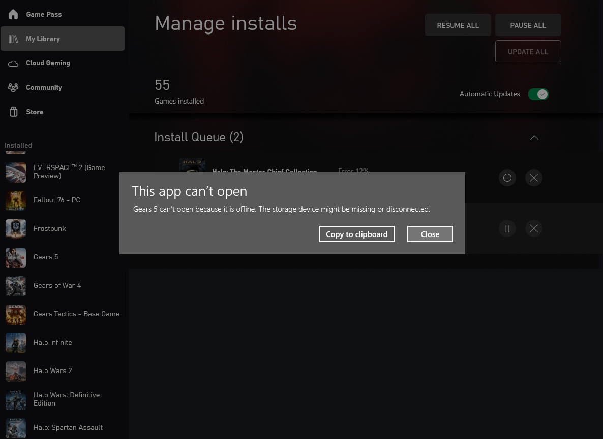 All Games In Xbox App Say Cant Start Because Its Offline, When Trying ...